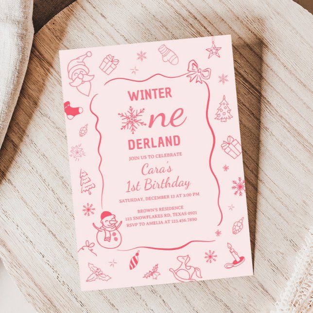 Invitation Fête d'anniversaire Winter Onederland (Winter Onederland Birthday Party Invitation)