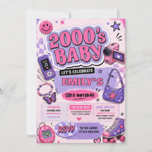 Invitation Fête d'anniversaire Y2K personnelle