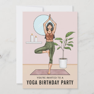 Invitation Fête d'anniversaire Yoga Femme Exercice de la post