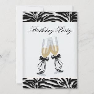 Invitation Fête d'anniversaire Zebra Chandelier femmes Zebra