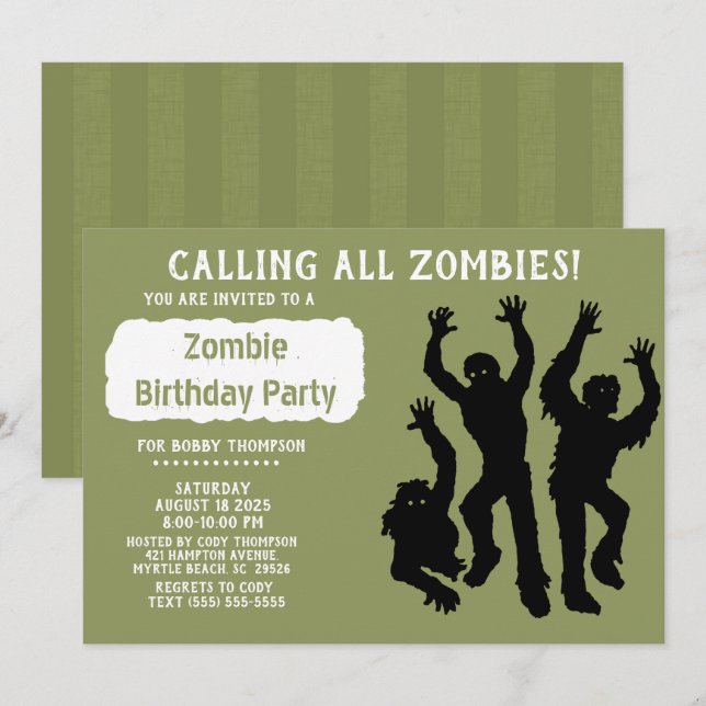 Invitation Fête d'anniversaire Zombie -Autre occasion- (Devant / Derrière)