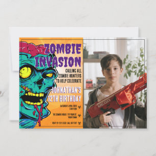 Invitation Fête d'anniversaire Zombie Halloween Enfants