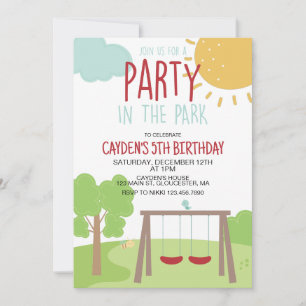 Invitation Fête dans le parc aire de jeux Anniversaire