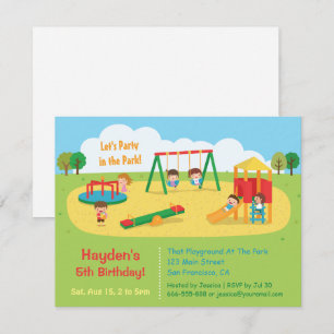 Invitation Fête dans le Parc Aire de Jeux Anniversaire Enfant