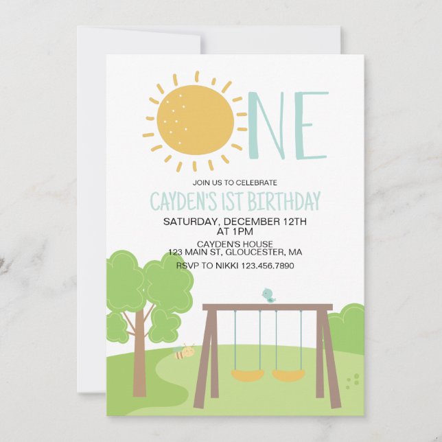 Invitation Fête dans le parc de jeux 1er anniversaire (Devant)