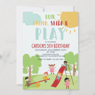 Invitation Fête dans le parc de jeux d'anniversaire