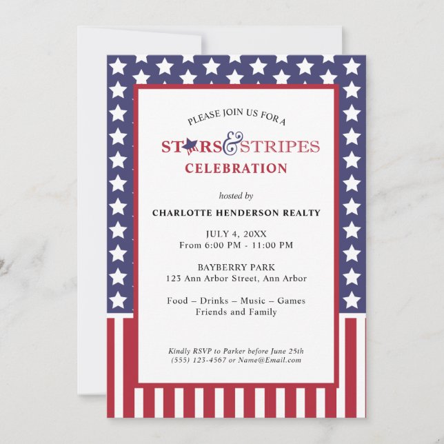 Invitation Fête d'appréciation du client Stars and Stripes (Devant)