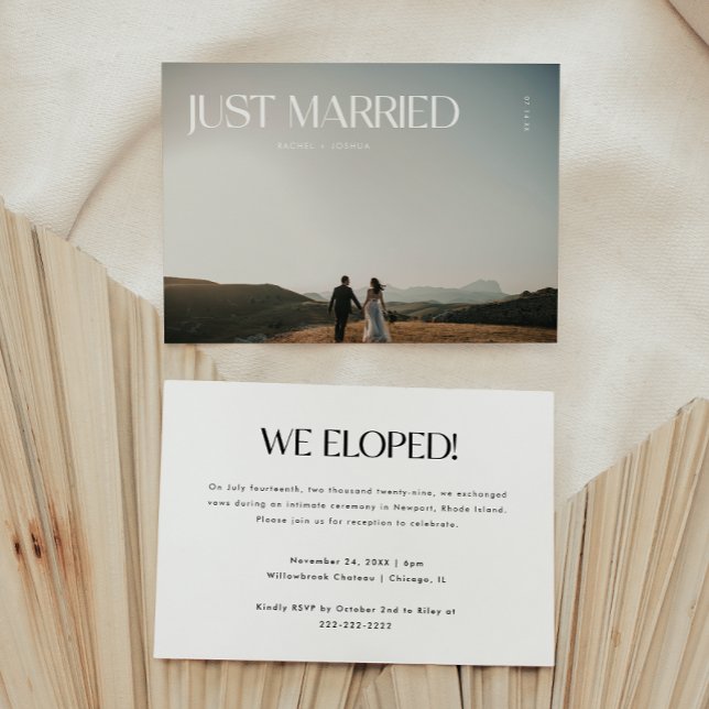 Invitation Fête d'après-mariage 'Just Married' Photo Moderne (Créateur téléchargé)