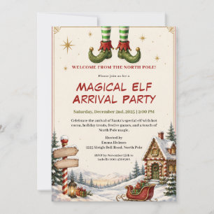 Invitation Fête d'arrivée de l'elfe Fête de Noël au Pôle No