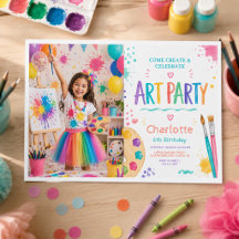 Fête d'art colorée pour enfants 6e anniversaire p