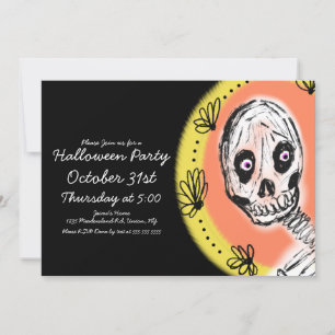 Invitation Fête d'art de squelette d'Halloween