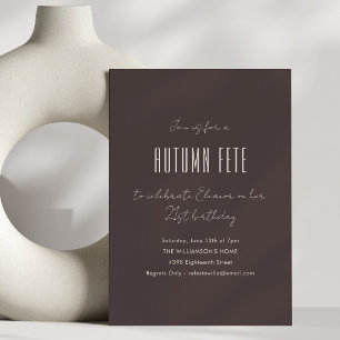 Invitation Fête d'Automne Anniversaire Brun Minimaliste 21 An