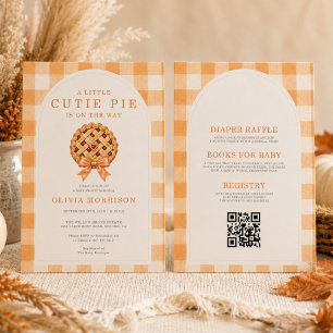 Invitation Fête d'automne bébé Cutie Pie avec code QR Baby Sh