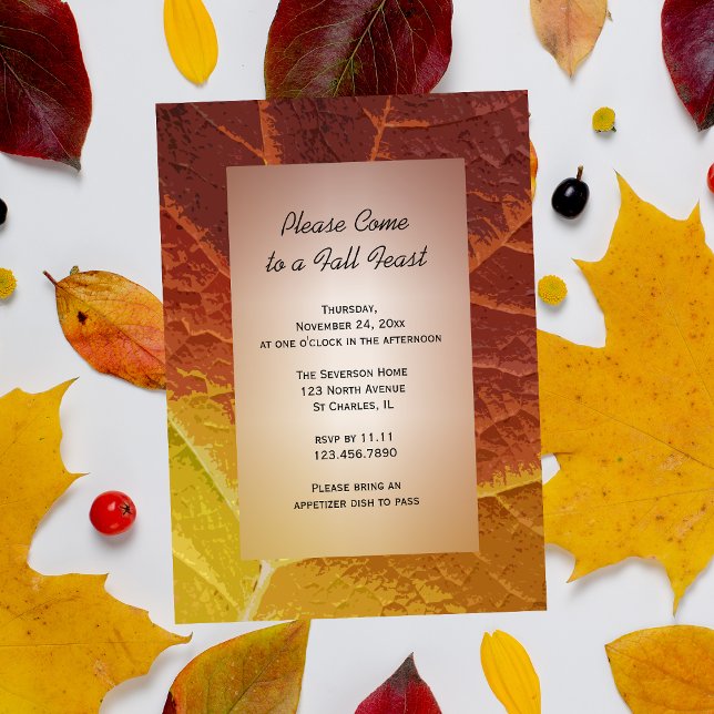 Invitation Fête d'automne des nuances d'automne (Invite friends to your Fall Feast with this natural woodland invitation.)