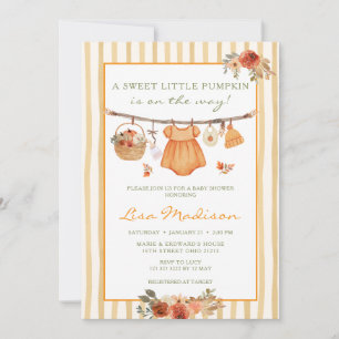 Invitation Fête d'automne Douce petite citrouille Linge à béb