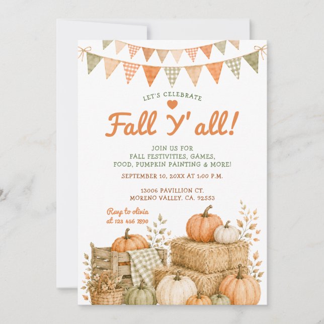 Invitation Fête d'automne Fête des citrouilles Floral (Devant)
