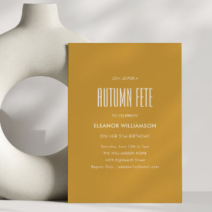 Invitation Fête d'Automne Moutarde Minimaliste 21e Anniversai