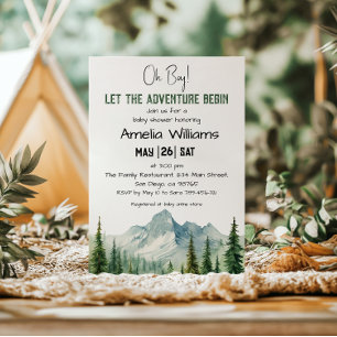 Invitation Fête d'aventure de montagne Oh Boy pour bébé