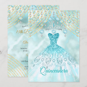 Invitation Fête de 15 ans Quinceanera Bleu Canard