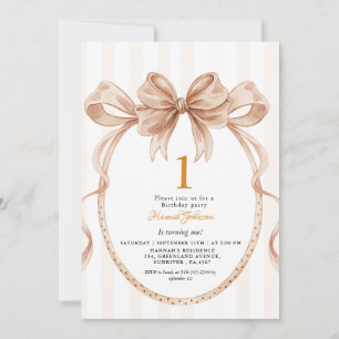 Invitation Fête de 1er anniversaire Coquette neutre et adorab