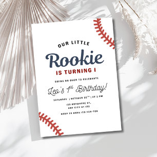 Invitation Fête de 1er anniversaire de baseball Rookie Garçon