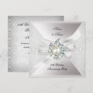 Invitation Fête de 25e anniversaire de mariage dentelle perle