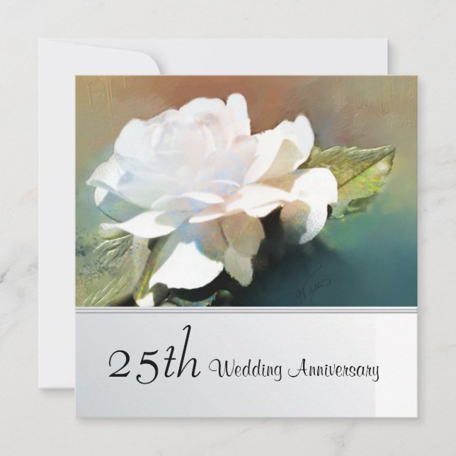 Invitation Fête de 25e anniversaire de mariage Lovely Tea Ros (Devant)