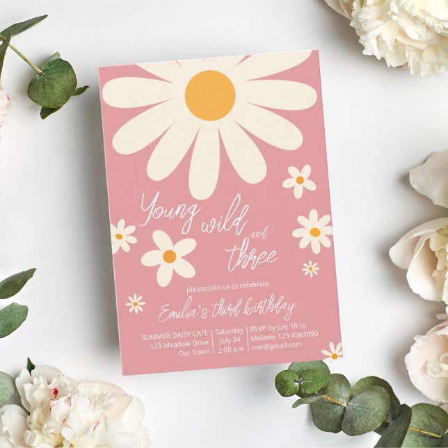 Invitation Fête de 3ème anniversaire rose pâle (Créateur téléchargé)