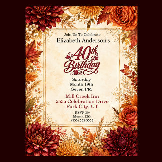 Invitation Fête de 40 ans d'automne de luxe