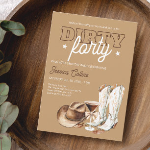 Invitation Fête de 40 ans de Cowgirl Dirty Forty de l'Ouest