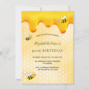 Invitation fête de 40e anniversaire nid d'abeilles