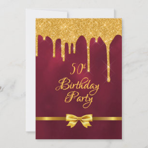 Invitation fête de 50e anniversaire burgundy or arc parties s