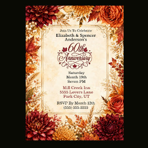 Invitation Fête de 60e anniversaire Luxe Automne