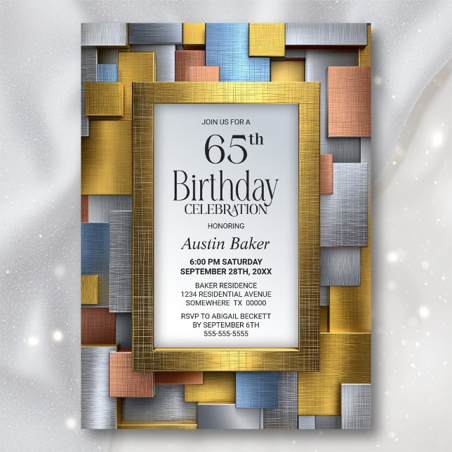 Invitation Fête de 65 ans de mariage en or et argent moderne (Créateur téléchargé)