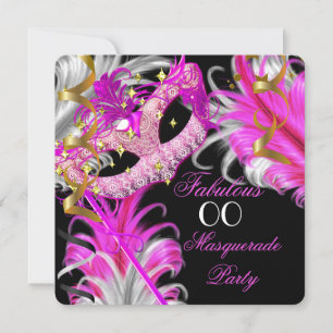 Invitation Fête de Anniversaire Incroyable Mascarade Rose Cha