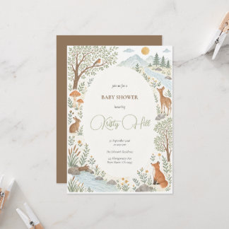 Invitation Fête de Baby Shower aquarelle Animaux de la Forêt