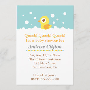 Invitation Fête de Baby Shower avec un Canard Mignon et des B