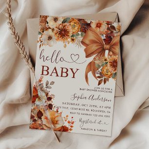 Invitation Fête de Baby Shower Bohème Fleurs d'Automne Bonjou