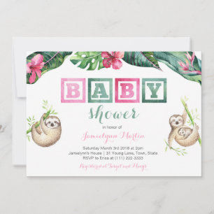 Invitation Fête de Baby shower de feuillage luxuriant à fente