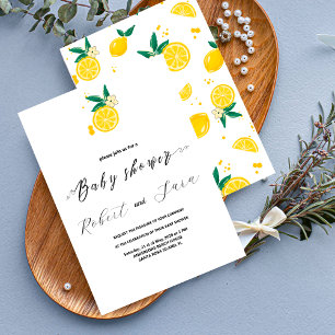 Invitation Fête de baby shower de jardin au citron moderne