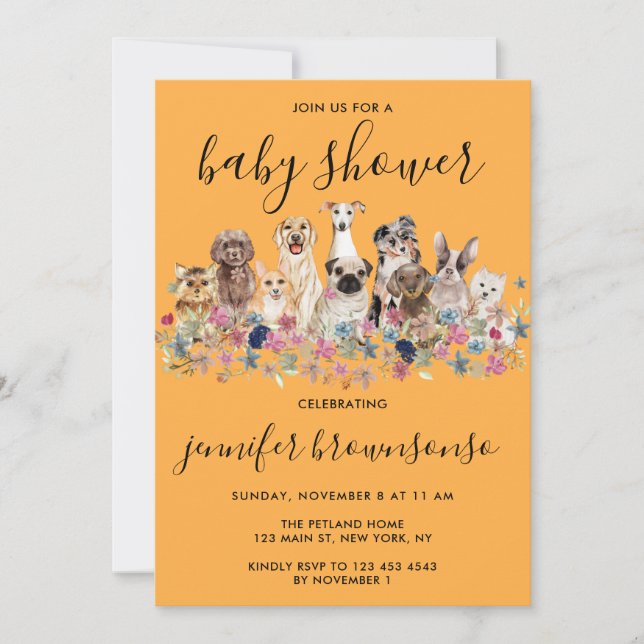 Invitation Fête de Baby Shower de la famille d'animaux de com (Devant)