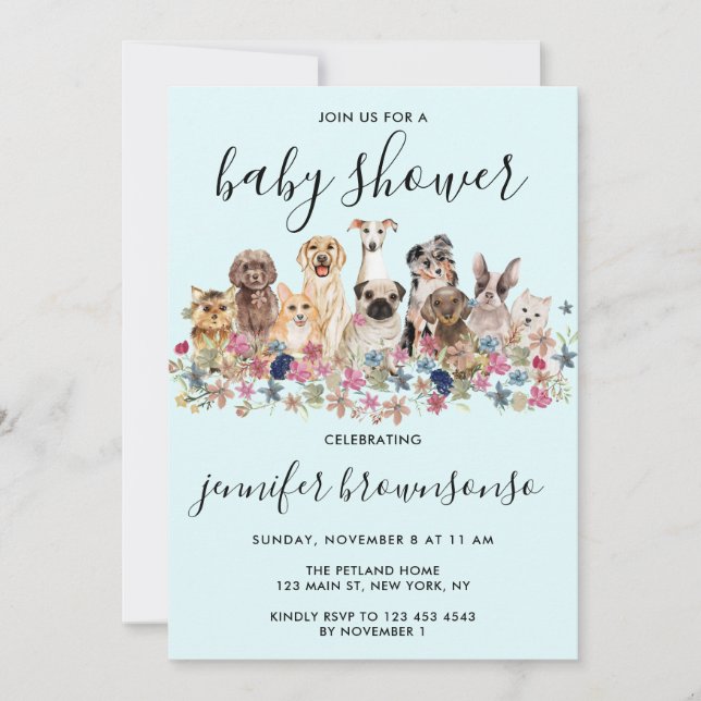 Invitation Fête de Baby Shower de la famille d'animaux famili (Devant)