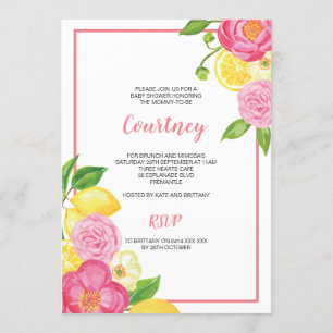 Invitation Fête de Baby shower de la petite fille au citron e