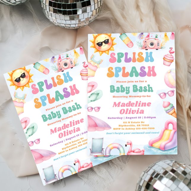 Invitation Fête de Baby Shower de la Splash Splish d'été modi (Créateur téléchargé)