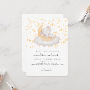 Invitation Fête de Baby Shower Éléphant de Bébé Mignon