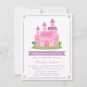 Invitation Fête de Baby Shower Fille Château de Princesse Ros
