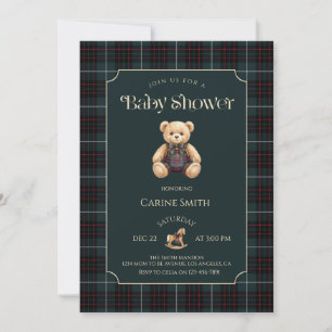 Invitation Fête de baby shower luxe avec un ours en peluche v