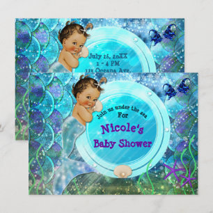 Invitation Fête de Baby Shower pour Bébé Fille Enchantée Sirè