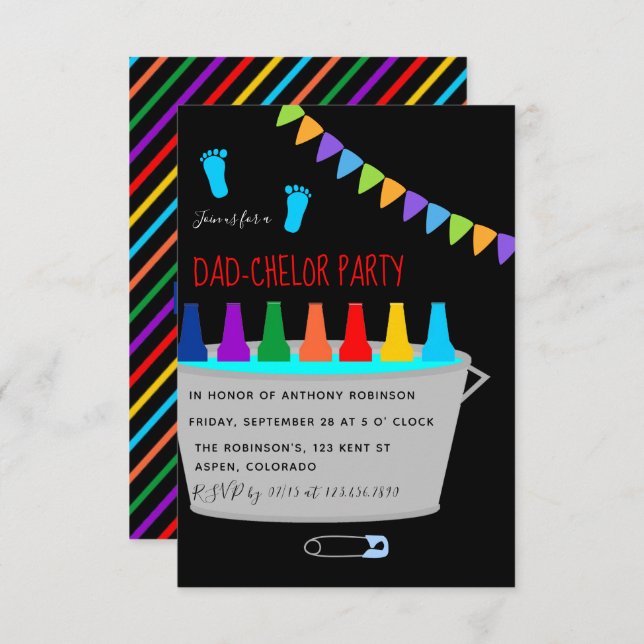 Invitation Fête de Baby Shower pour le futur papa avec une bi (Devant / Derrière)