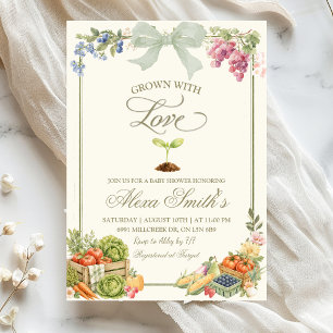 Invitation Fête de Baby Shower Sage Farmer's Market Grown Wit